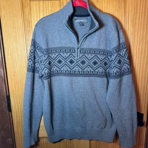 Men’s Eddie Bauer size S Gray Fair Isle Quarter zip sweater